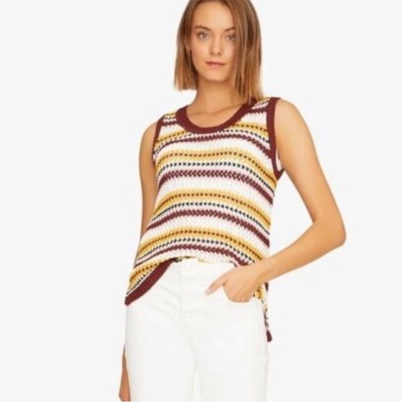 Sanctuary Sunland Knit Crochet Sweater Vest Sleeveless Striped Earthy Small - Picture 1 of 7